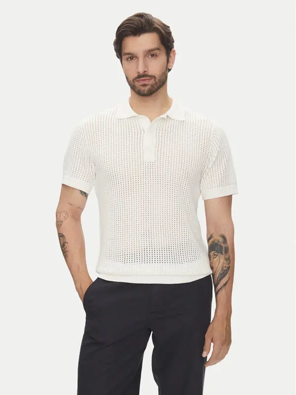 lindbergh Lindbergh Polo 30-804126 Écru Relaxed Fit