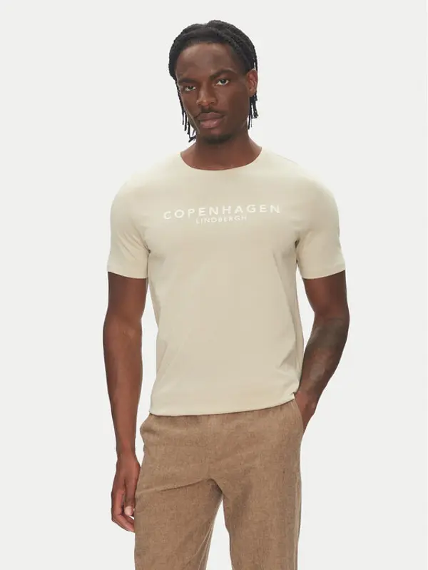 lindbergh Lindbergh T-shirt 30-400200 Bež Relaxed Fit
