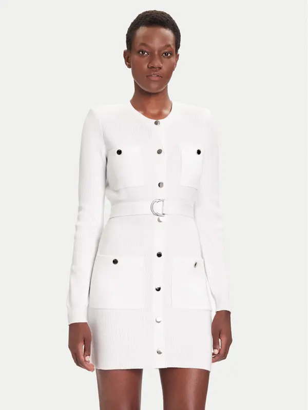 Liu Jo Liu Jo Džemper haljina MF5371 MS99E Bijela Slim Fit