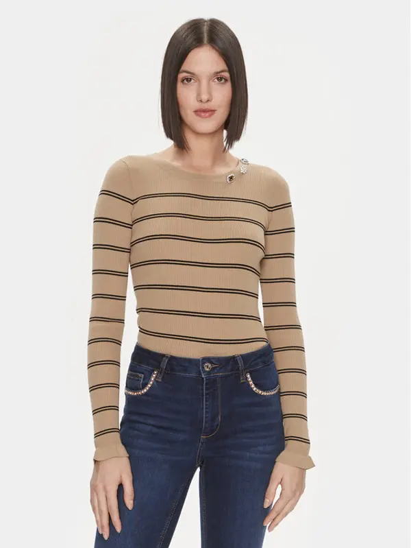Liu Jo Liu Jo Džemper MF3001 MS99E Smeđa Slim Fit