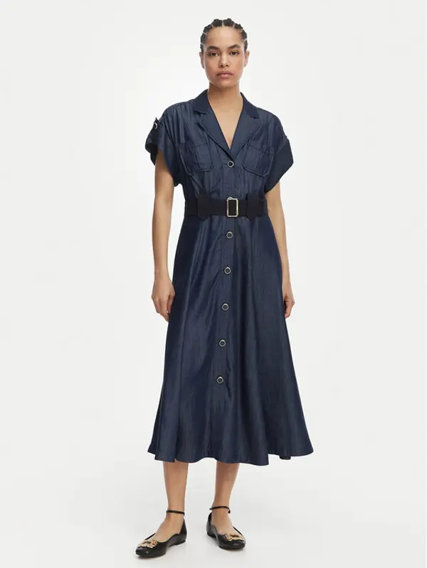 Liu Jo Liu Jo Haljina košulja UA6315 D0335 Tamnoplava A-Line Fit