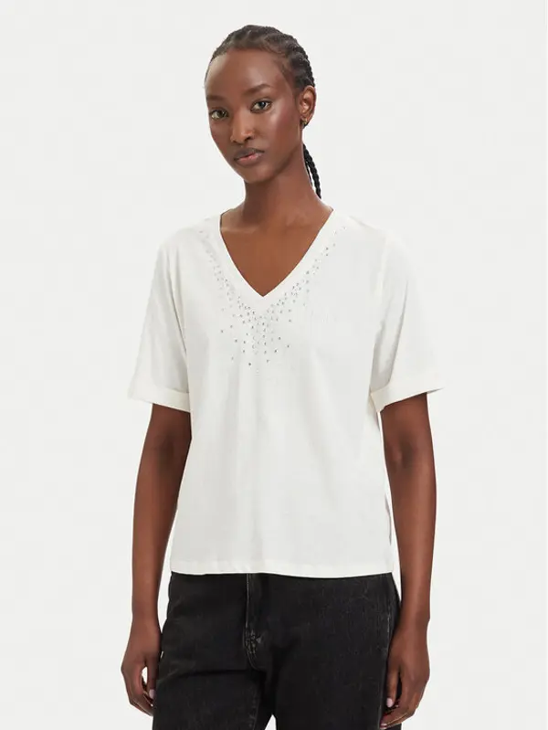 Liu Jo Sport Liu Jo Sport T-shirt TA6284 JS923 Krem Regular Fit