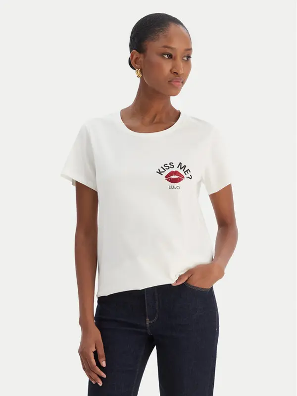 Liu Jo Sport Liu Jo Sport T-shirt TF5275 JS923 Écru Regular Fit
