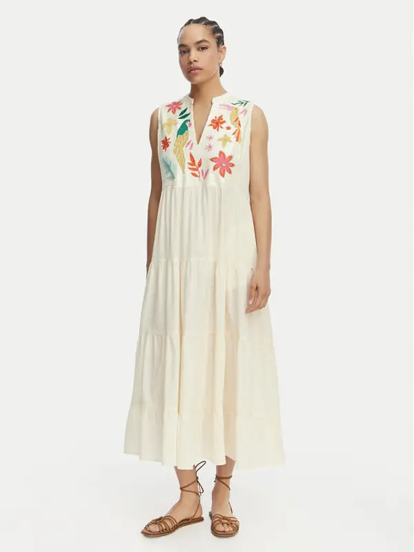 LOLA CASADEMUNT LOLA CASADEMUNT Ljetna haljina LS2616006 Krem Relaxed Fit