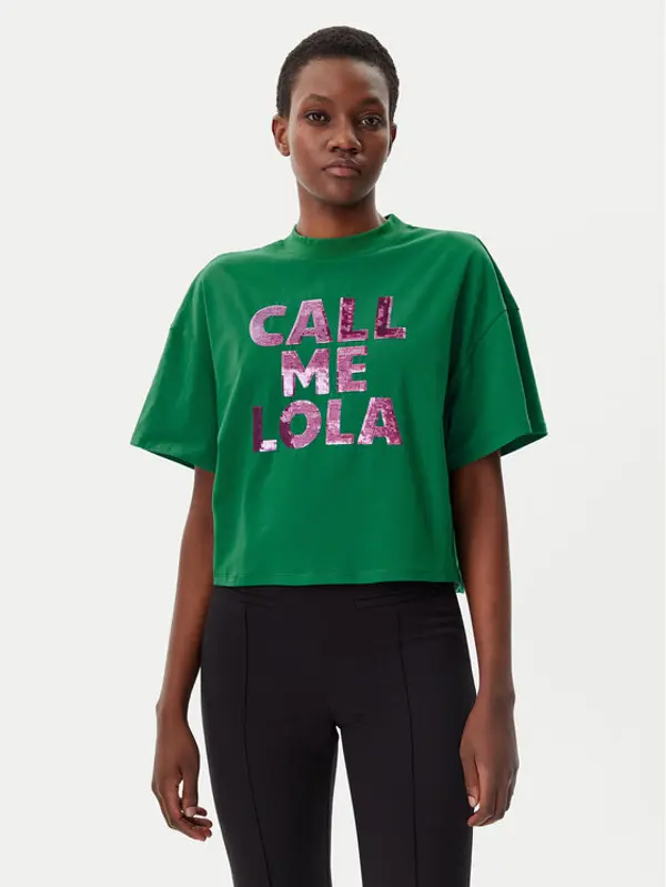 LOLA CASADEMUNT LOLA CASADEMUNT T-shirt LS2515054 Zelena Relaxed Fit