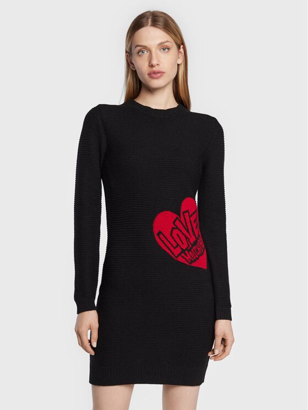 LOVE MOSCHINO LOVE MOSCHINO Džemper haljina WSE0810X A125 Crna Regular Fit