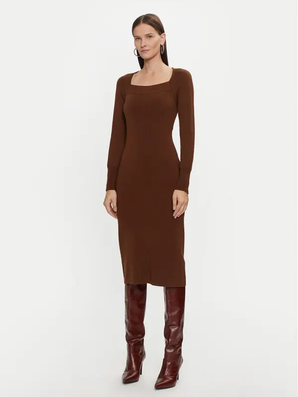 Luisa Spagnoli Luisa Spagnoli Džemper haljina Mandola 58510 Smeđa Regular Fit