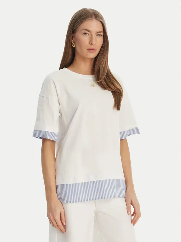 Luisa Spagnoli Luisa Spagnoli T-shirt Baiadera 543155 Bijela Regular Fit