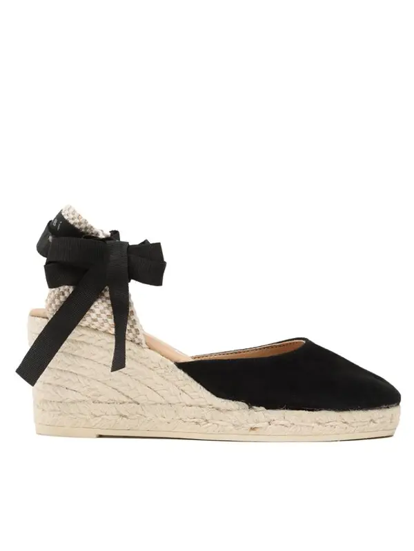 Manebi Manebi Espadrile Soft Suede Low Wedge Espadrilles K 1.0 WL Crna