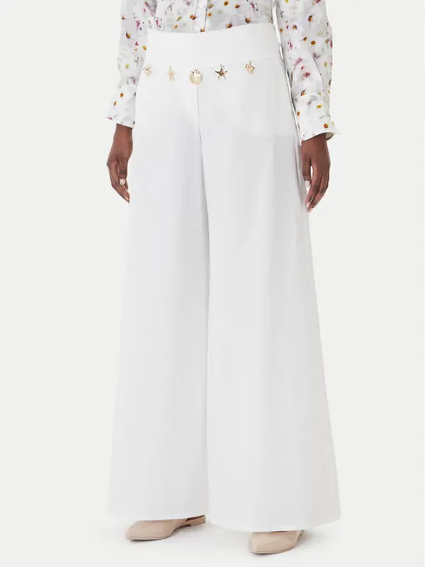Marella Marella Hlače Gala 2613131122 Bijela Wide Leg