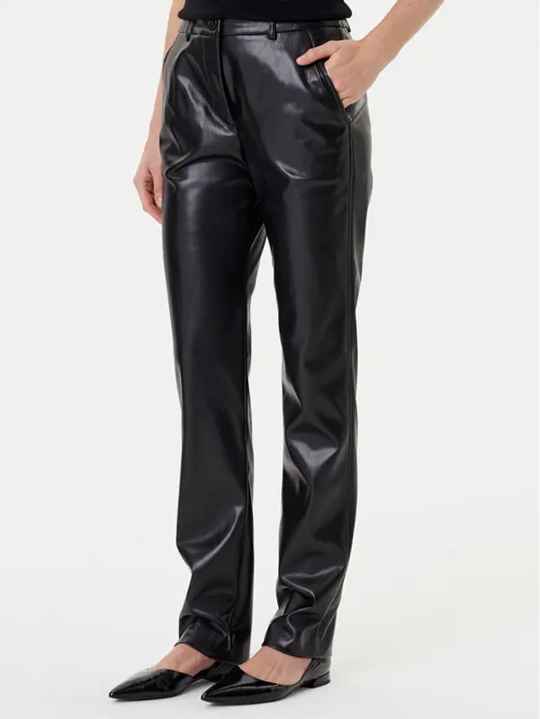 Marella Marella Hlače od imitacije kože Teodora 2523786011 Crna Slim Fit