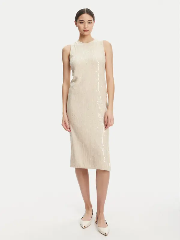 Marella Marella Koktel haljina Addetto 2523326024 Écru Regular Fit