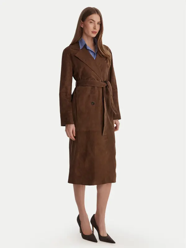 Marella Marella Kožni kaput Oblare 2613441091 Smeđa Regular Fit
