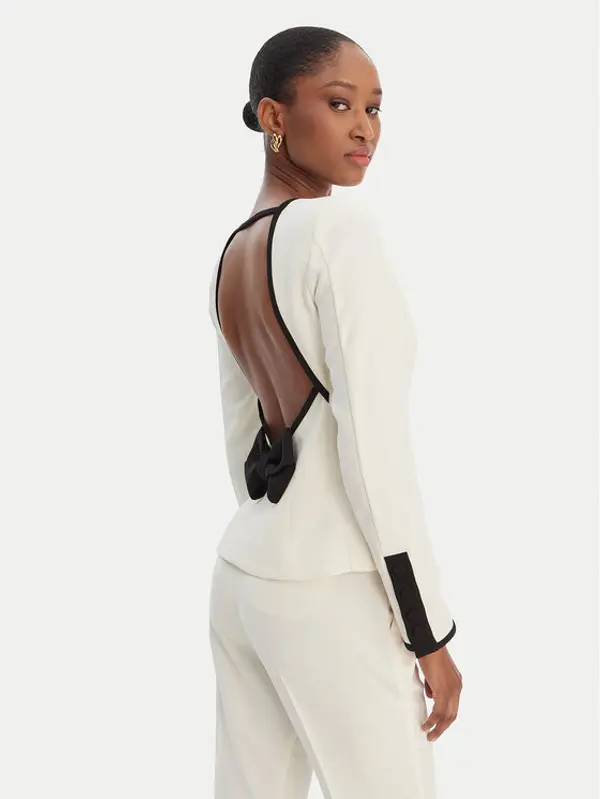 Marella Marella Majica Scacco 2613111013 Écru Slim Fit