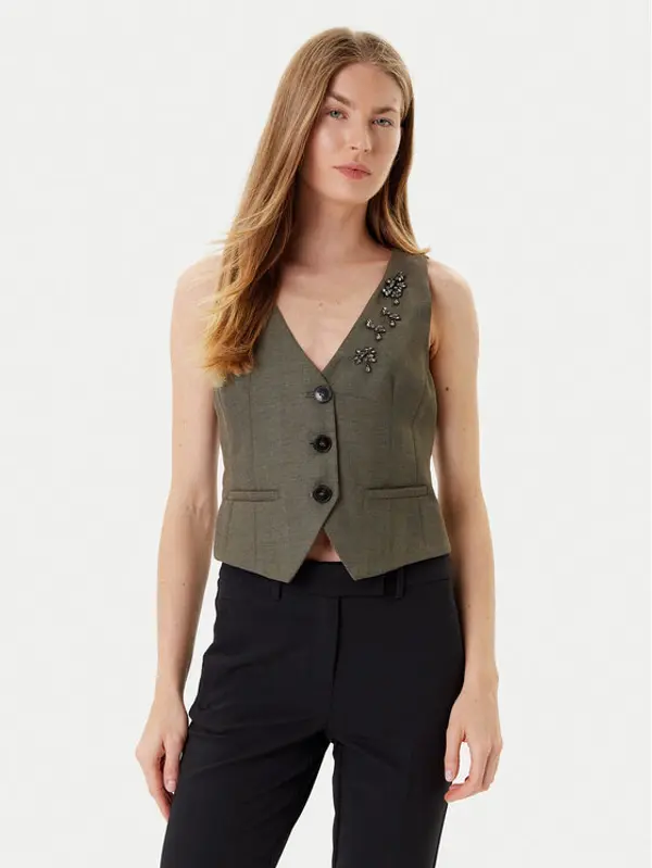 Marella Marella Prsluk za odijelo Cantico 2523156031 Kaki Slim Fit