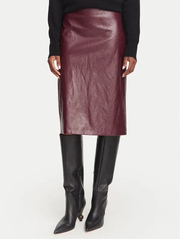 Marella Marella Suknja od imitacije kože Biada 2623106071 Tamnocrvena Slim Fit