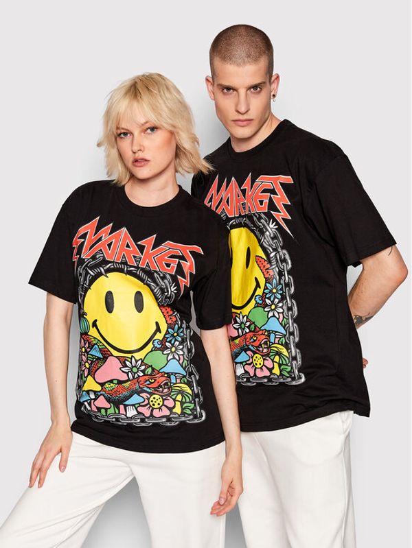 Market Market T-shirt Unisex SMILEY Iron 399001064 Crna Relaxed Fit
