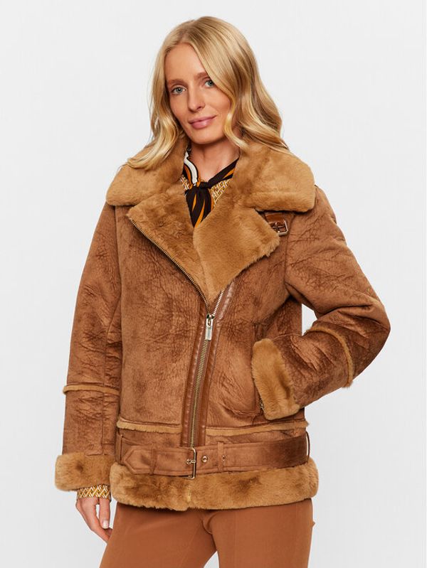 Maryley Maryley Kožuh 23IB808/7ZCU Smeđa Regular Fit