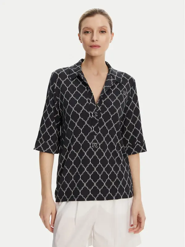 Max Mara Beachwear Max Mara Beachwear Majica Prugna 2516951019 Crna Regular Fit