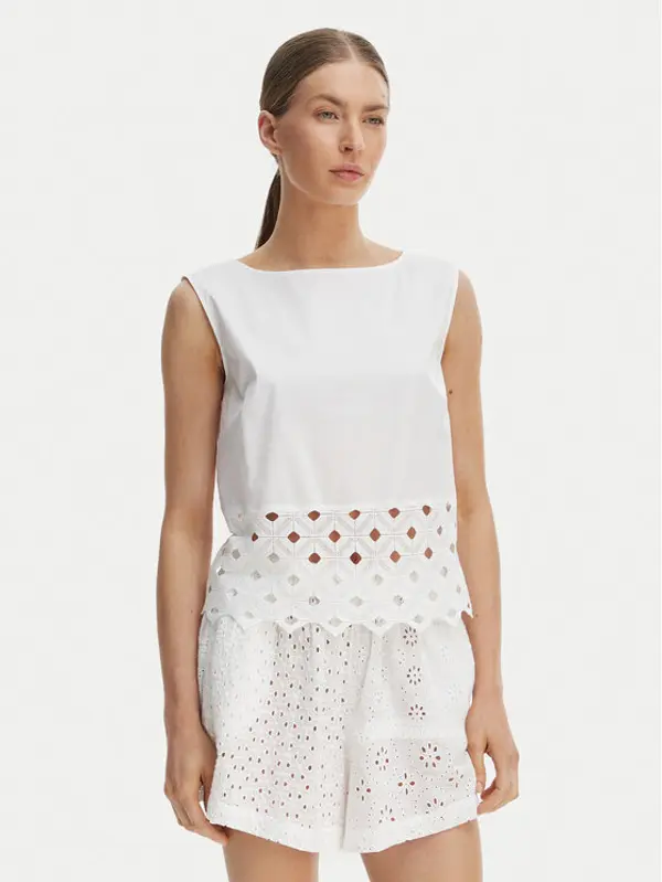 Max Mara Beachwear Max Mara Beachwear Top Maggio 2616161039 Bijela Regular Fit