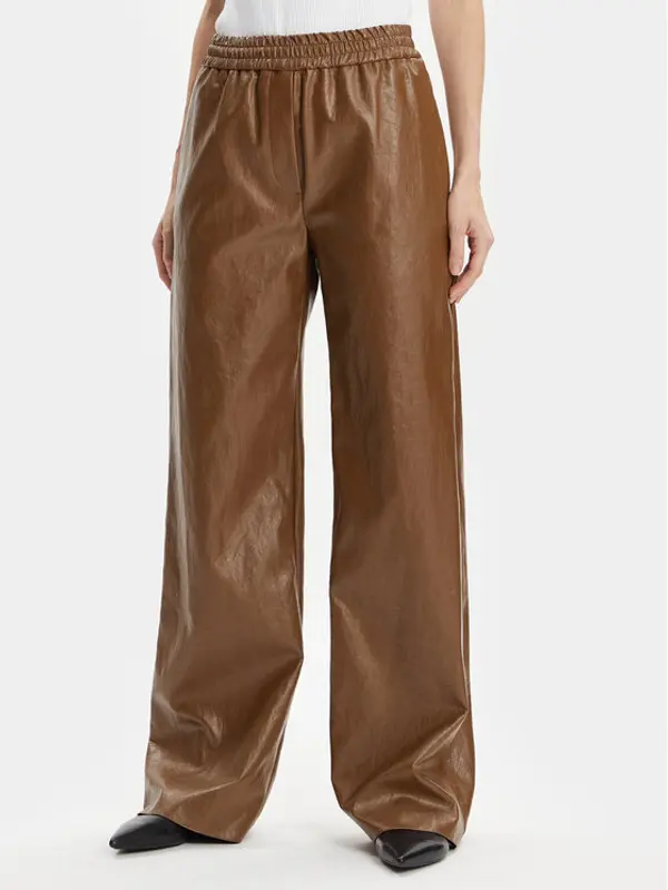 Max Mara Leisure Max Mara Leisure Hlače od imitacije kože Brezza 2415131141 Smeđa Wide Leg