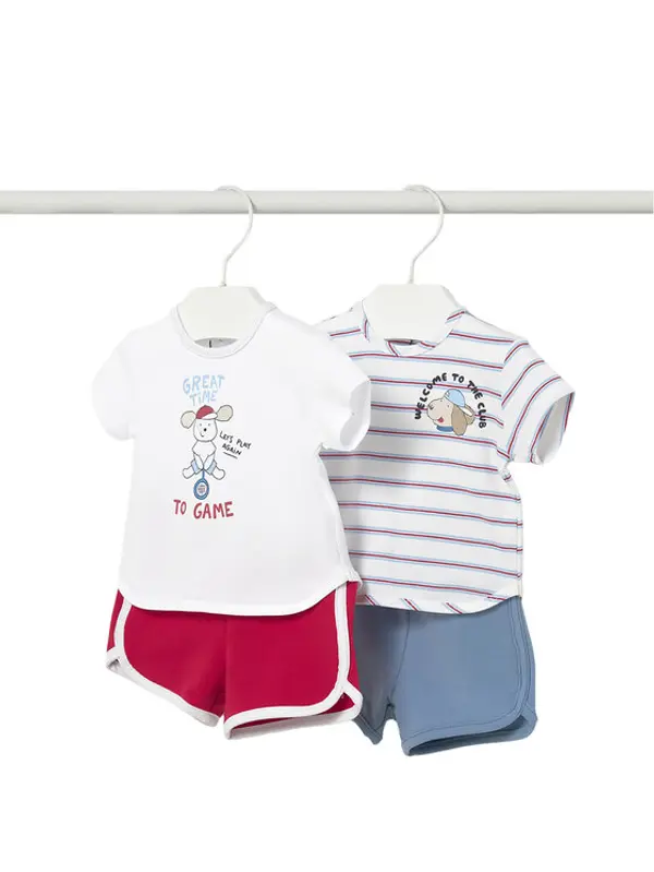 Mayoral Mayoral Set 2 majice i kratke hlače 1627 Bijela Regular Fit