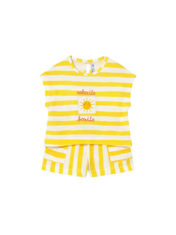Mayoral Mayoral Set majica i hlače 1208 Žuta Regular Fit