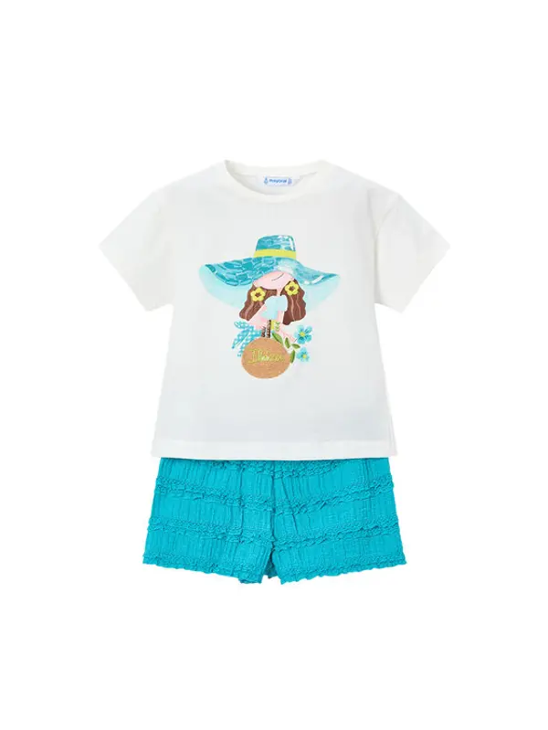 Mayoral Mayoral Set majica i hlače 3231 Tirkizna Regular Fit