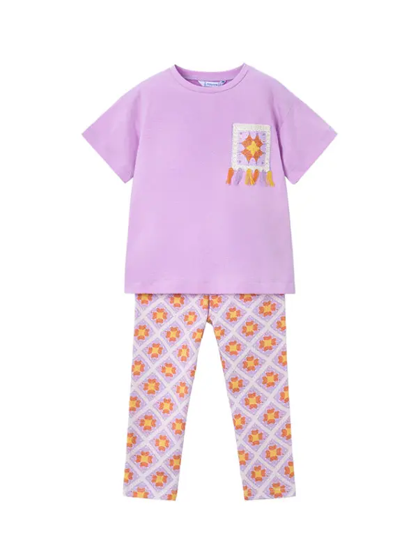 Mayoral Mayoral Set majica i leggins 3727 Ljubičasta Regular Fit