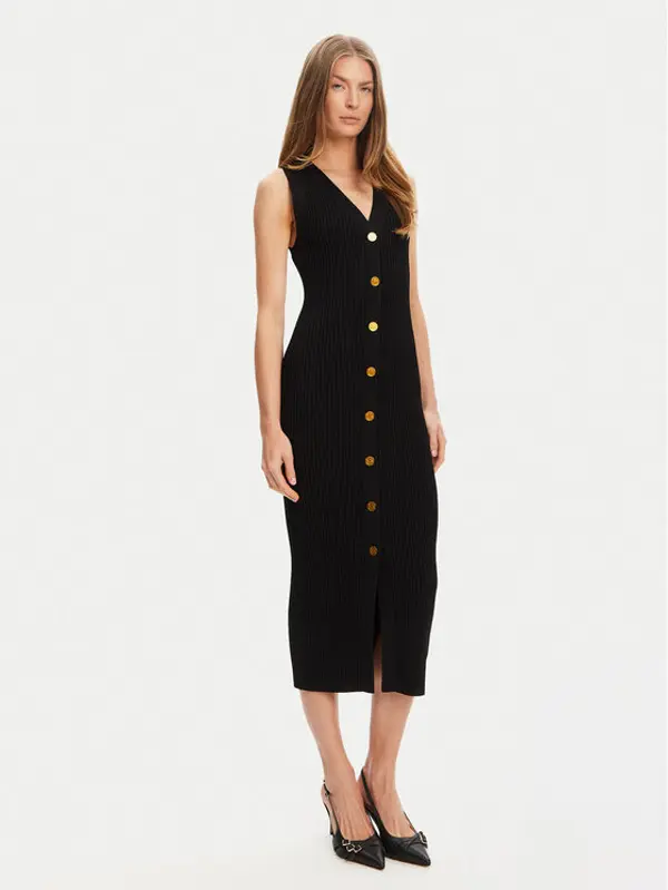 MICHAEL Michael Kors MICHAEL Michael Kors Džemper haljina MT5832533D Crna Slim Fit