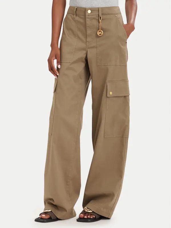 MICHAEL Michael Kors MICHAEL Michael Kors Kargo hlače MT631013X6 Tamno bež Wide Leg