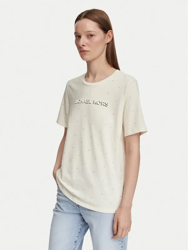 MICHAEL Michael Kors MICHAEL Michael Kors T-shirt MT6524Y97J Krem Regular Fit