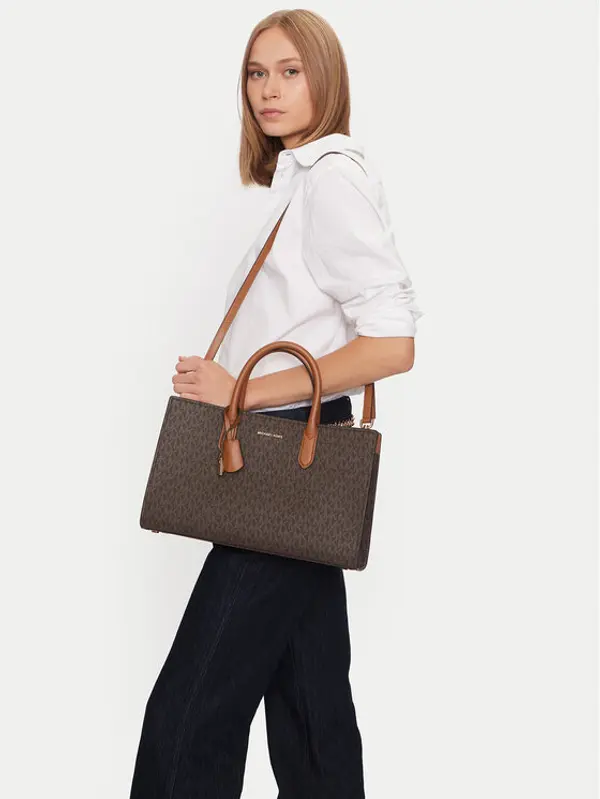 MICHAEL Michael Kors MICHAEL Michael Kors Torbica Scarlett Medium Signature Logo Satchel 30F4GETS2B Smeđa