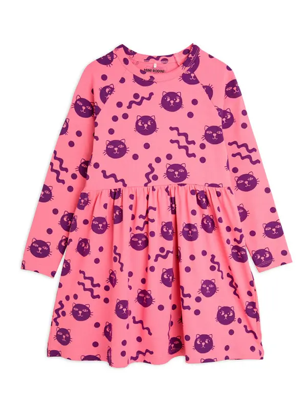 MINI RODINI MINI RODINI Haljina za svaki dan Squiggly Cats 2515010628 Ružičasta Regular Fit