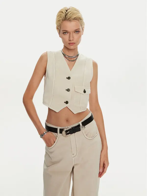 Miss Sixty Miss Sixty Prsluk 6L3WJ4620000 Écru Regular Fit