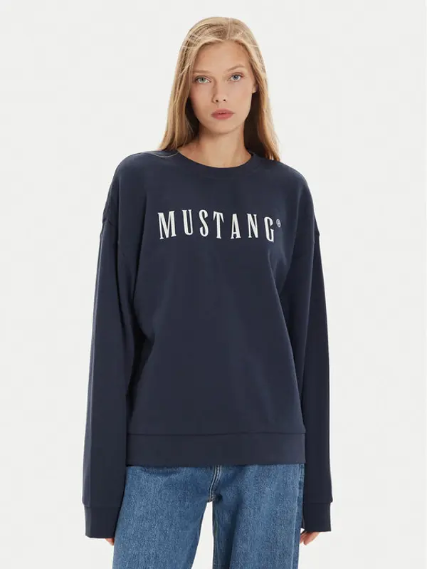 mustang Mustang Majica dugih rukava Lindsey 1015262 Tamnoplava Regular Fit