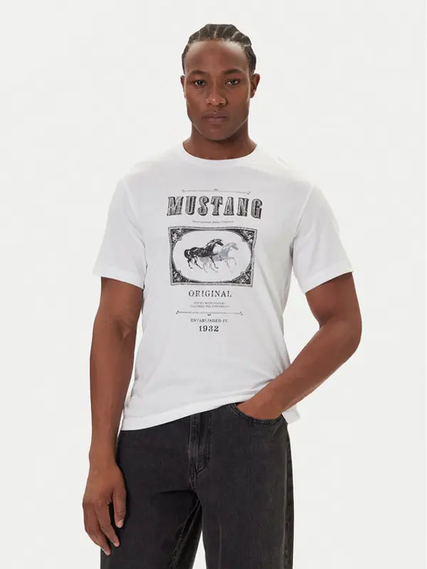 mustang Mustang T-shirt Akron 1016864 Bijela Relaxed Fit