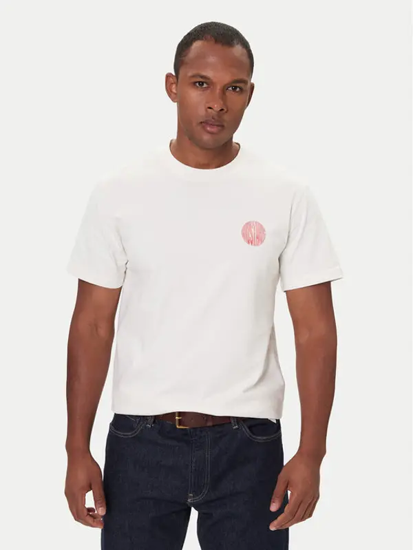 mustang Mustang T-shirt Akron 1016869 Écru Relaxed Fit