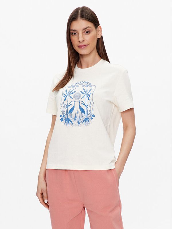 Mustang Mustang T-shirt Alina 1013388 Écru Regular Fit