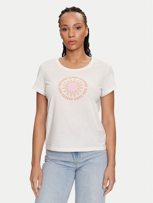 Mustang Mustang T-shirt Alma 1015179 Écru Regular Fit