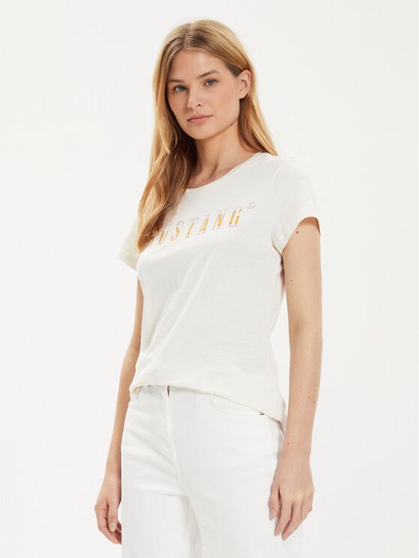 Mustang Mustang T-shirt Loa 1015177 Écru Slim Fit