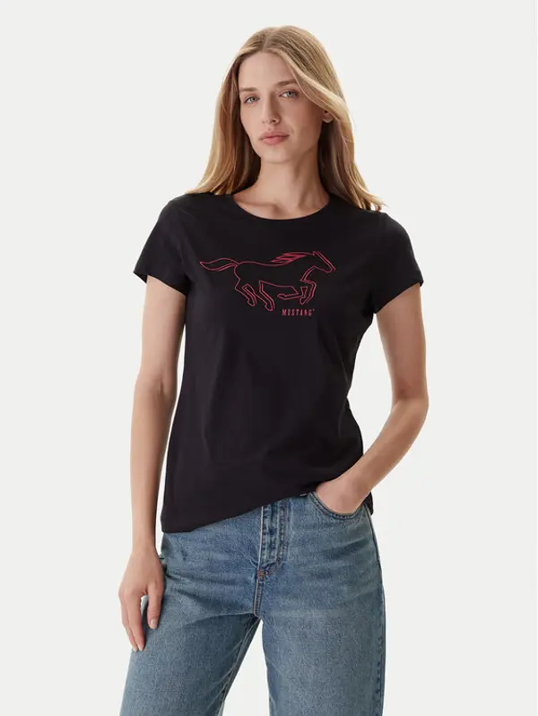 mustang Mustang T-shirt Loa 1016753 Crna Slim Fit