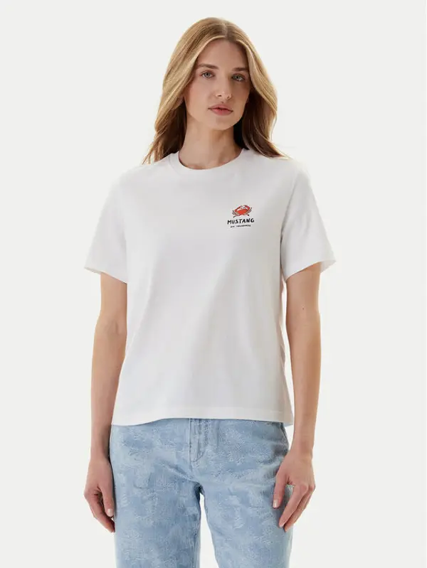 mustang Mustang T-shirt Monroe 1016513 Bijela Relaxed Fit