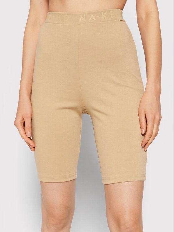 NA-KD NA-KD Biciklističke hlače Logo 1044-000158-0226-003 Bež Slim Fit