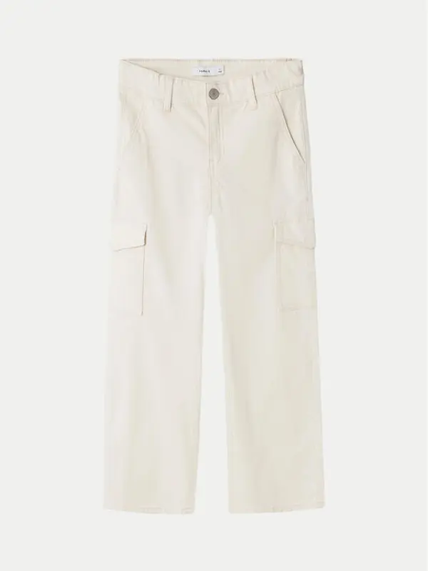 name it NAME IT Hlače 13220718 Écru Wide Leg