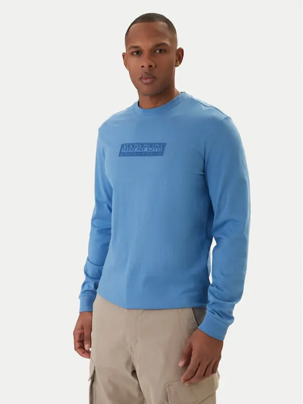 Napapijri Napapijri Majica dugih rukava S-Box Logo NP0A8BC5 Plava Regular Fit
