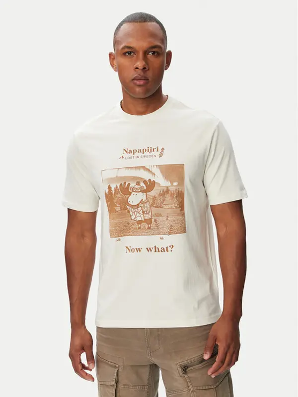 Napapijri Napapijri T-shirt Cabin NP0A8B3F Krem Relaxed Fit