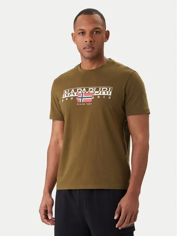Napapijri Napapijri T-shirt S-Aylmer NP0A4HTO Zelena Regular Fit