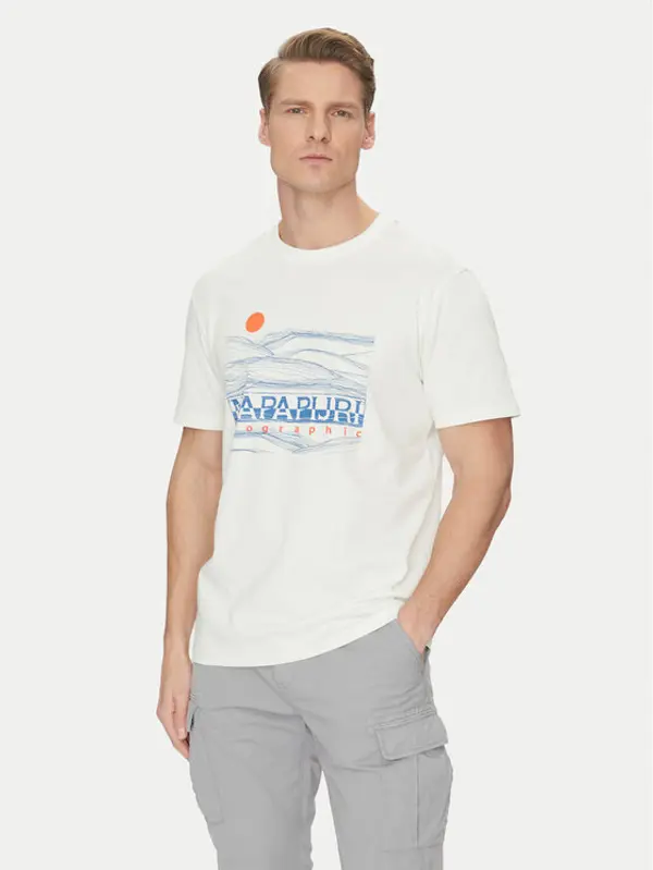 Napapijri Napapijri T-shirt S-Buti NP0A4INM Bijela Regular Fit