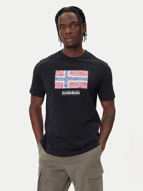 Napapijri Napapijri T-shirt S-Drapeau Ss NP0A891K Crna Regular Fit